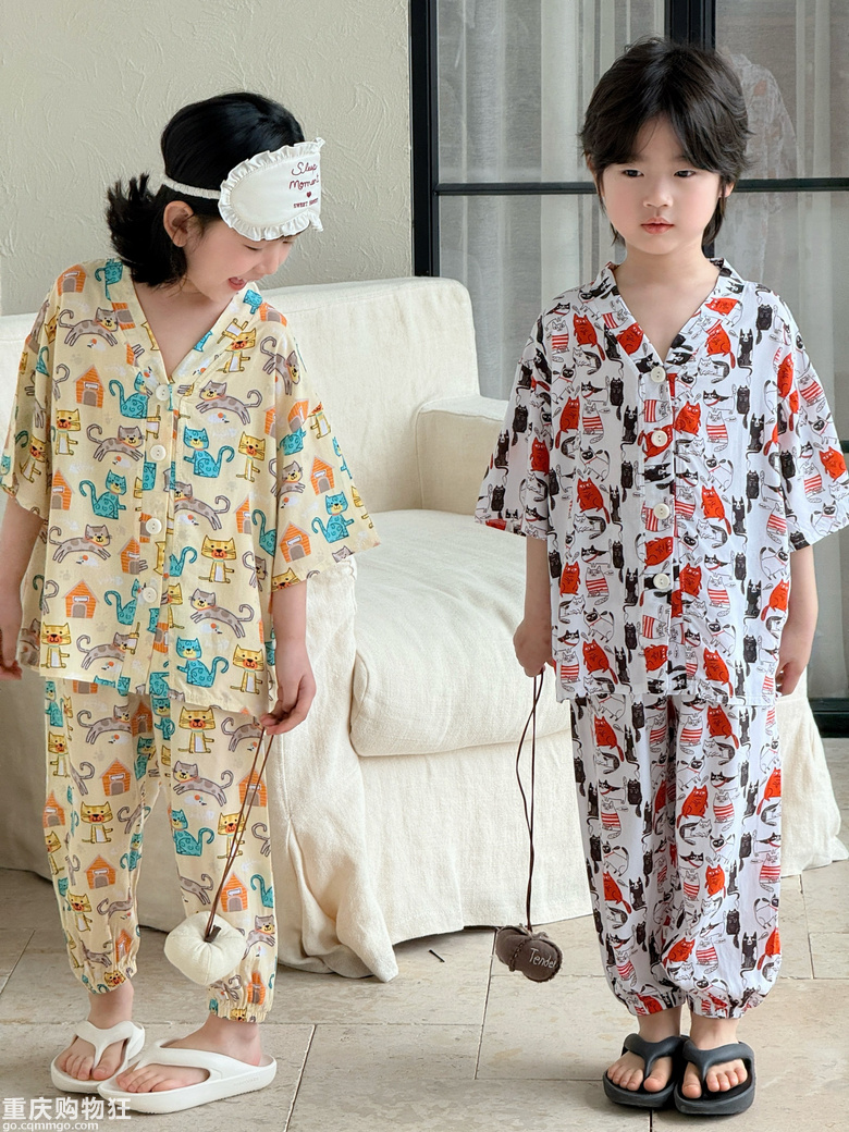 儿童涂鸦棉绸睡衣来咯~丝滑软糯，真心舒服哦！新增成人款！