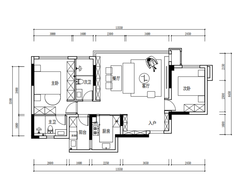 信达·印南山|70㎡小三房改大横厅,极简风拿捏小户型!