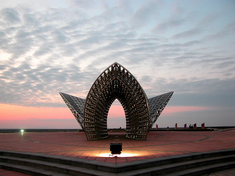 上海滴水湖 夕阳 朝霞