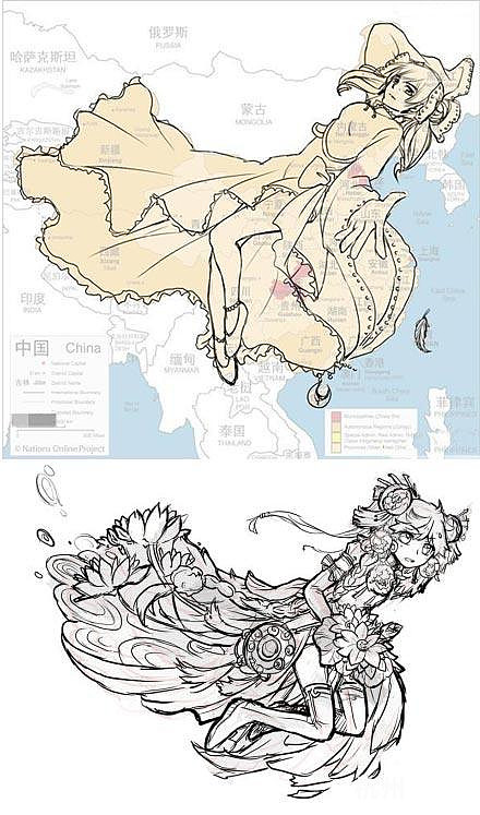 【爆笑堂】超萌拟人化地图,中国变身美少女