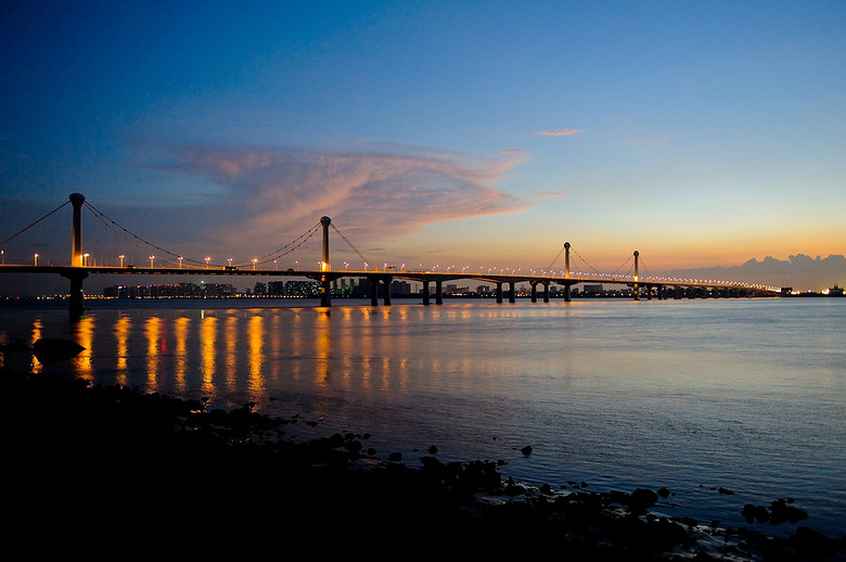 晚霞盛开钱江九桥