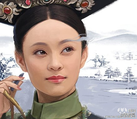 陈柏言手画甄嬛传人物图,确实很美,贴图共欣赏
