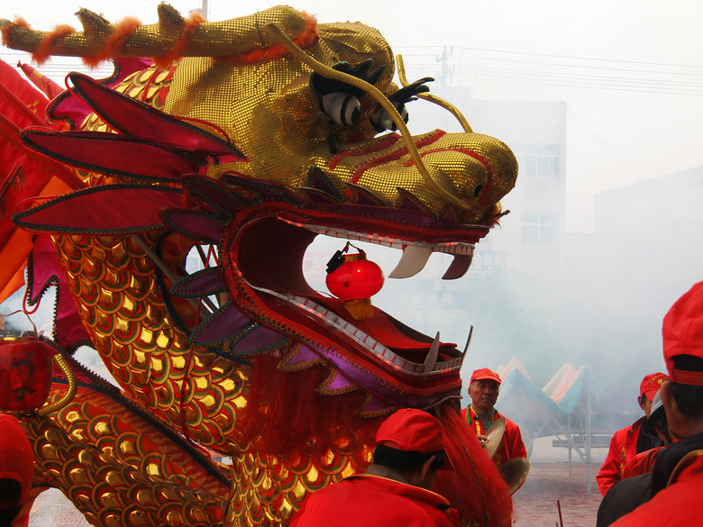 永康花街新年开业老年龙灯