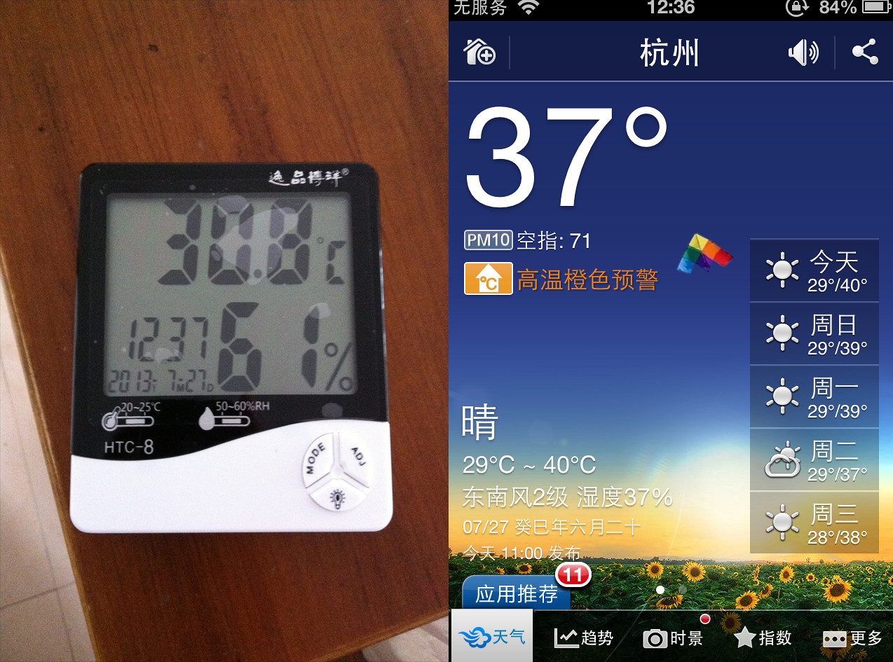 临安天目山和杭州同期温度对比,小伙伴们还等什么呢