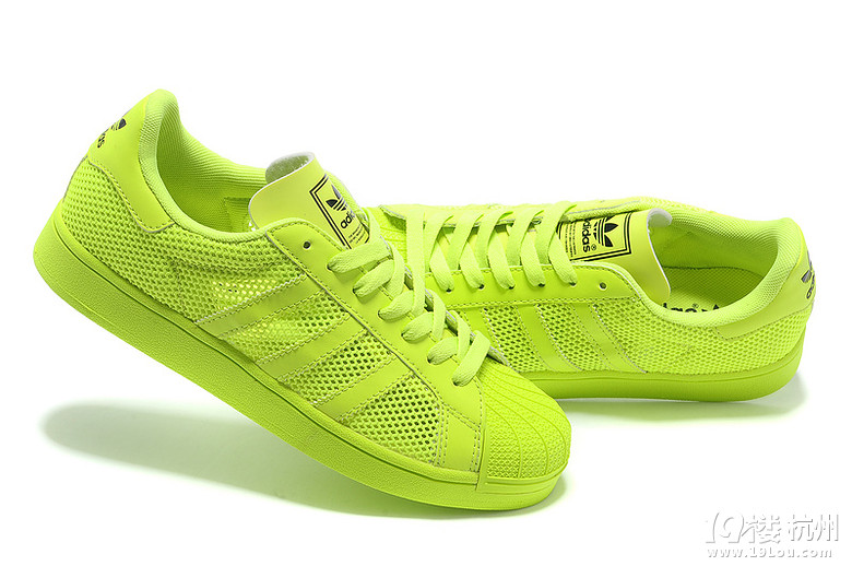 阿迪达斯女鞋三叶草男鞋夏季爆款透气休闲鞋 网纱荧光绿 g27850