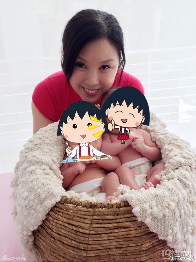 甘薇晒双胞胎女儿萌照【图.