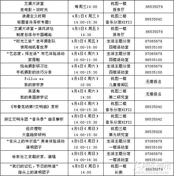 【3.30-4.6】本周杭城热门活动  清明节放假三天你们想怎么玩？