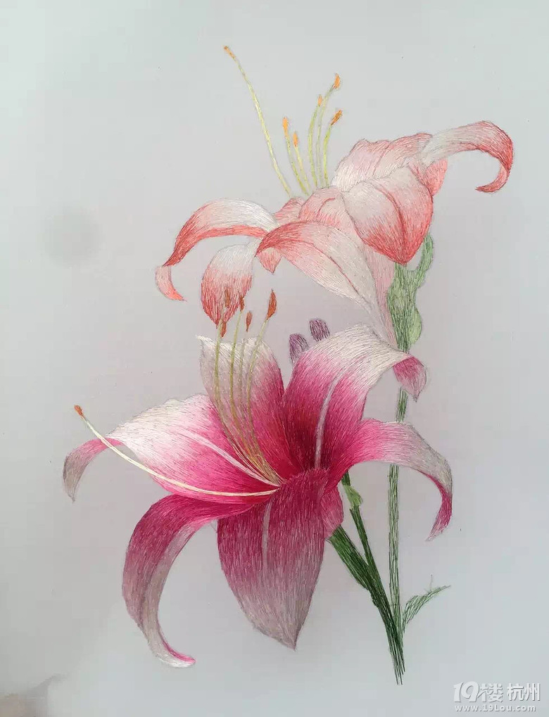 杭州手工刺绣---百合花