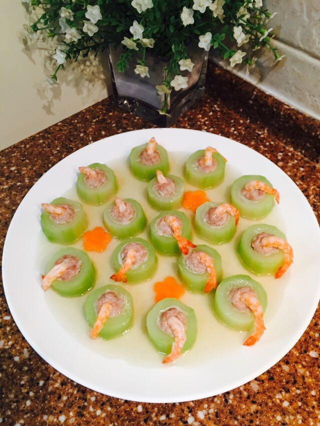 鲜味藏也藏不住----夜开花虾仁酿肉