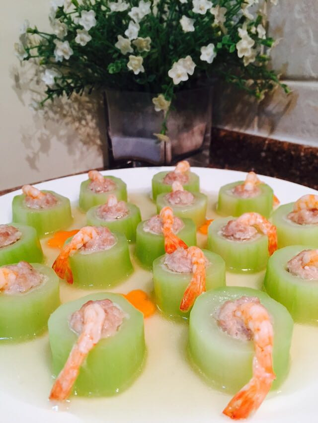 鲜味藏也藏不住----夜开花虾仁酿肉