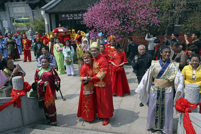 丁桥千桃园古代民俗送亲分享