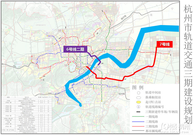 杭州地铁三期晒新进度:6号线二期、7号线站点