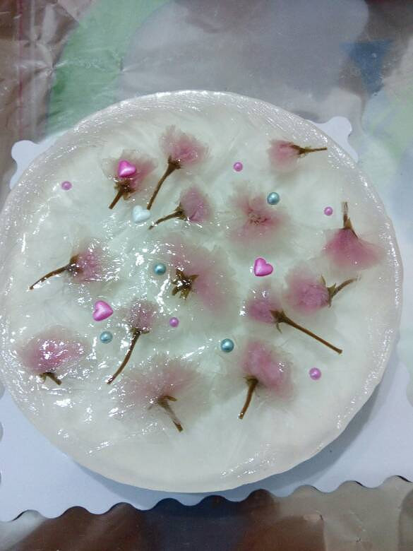 第一次做樱花镜面奶酪蛋糕