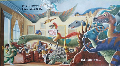 dino pets go to school