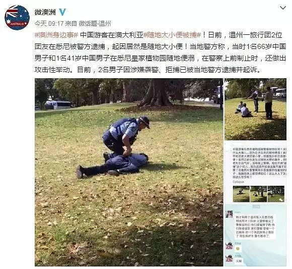 网传两个浙江人在澳洲随地大小便,被警察逮捕?昨晚澳洲警方