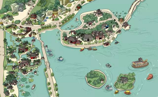 手绘西湖(局部)