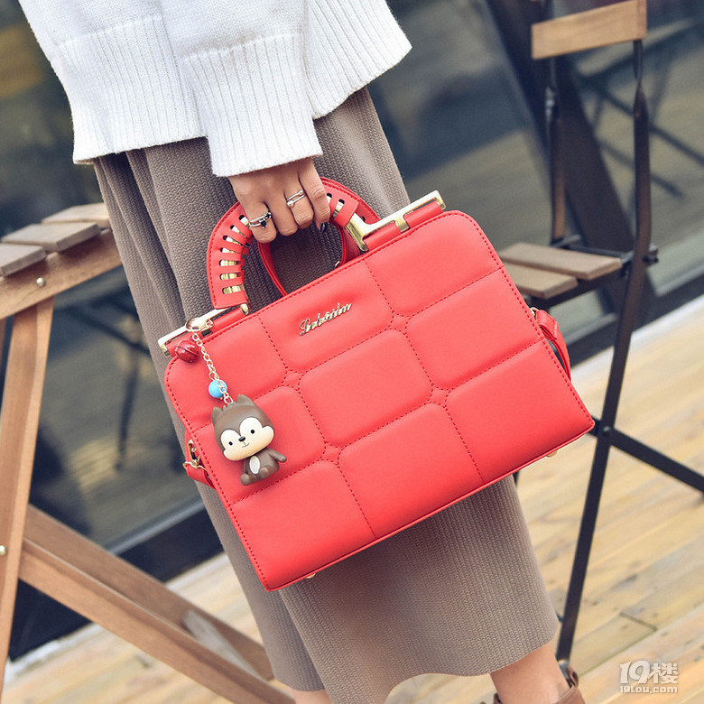 韩版宫格手提包秋冬新款车缝线女包时尚单肩包