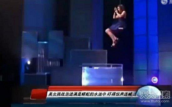 美女泡进满是蟒蛇的水池中 吓得惊声连喊_奇闻