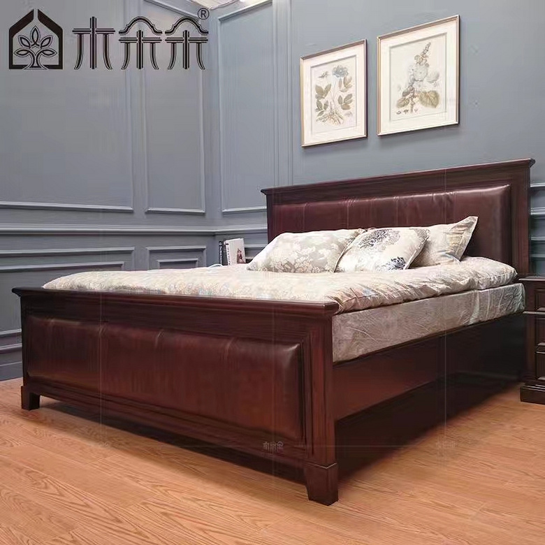 【软包真皮床】床头、床尾均为意大利进口油腊
