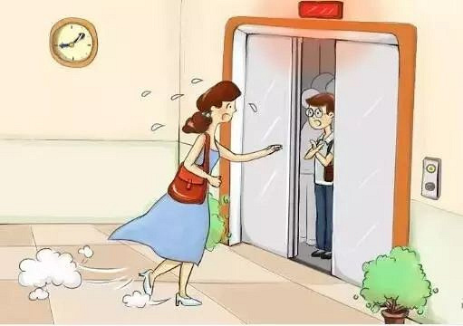 危险动作一:电梯门快关上时,你是不是匆匆忙忙地跑进去?