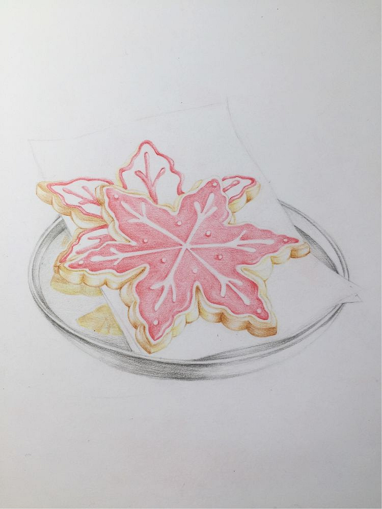 用彩铅表达材质的质感,雪花饼干,画画入门教程_爱蜜部落de手绘慢时光