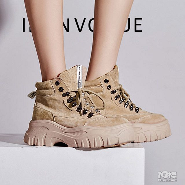 如熙马丁靴靴子纯色厚底深口中筒短靴高帮鞋