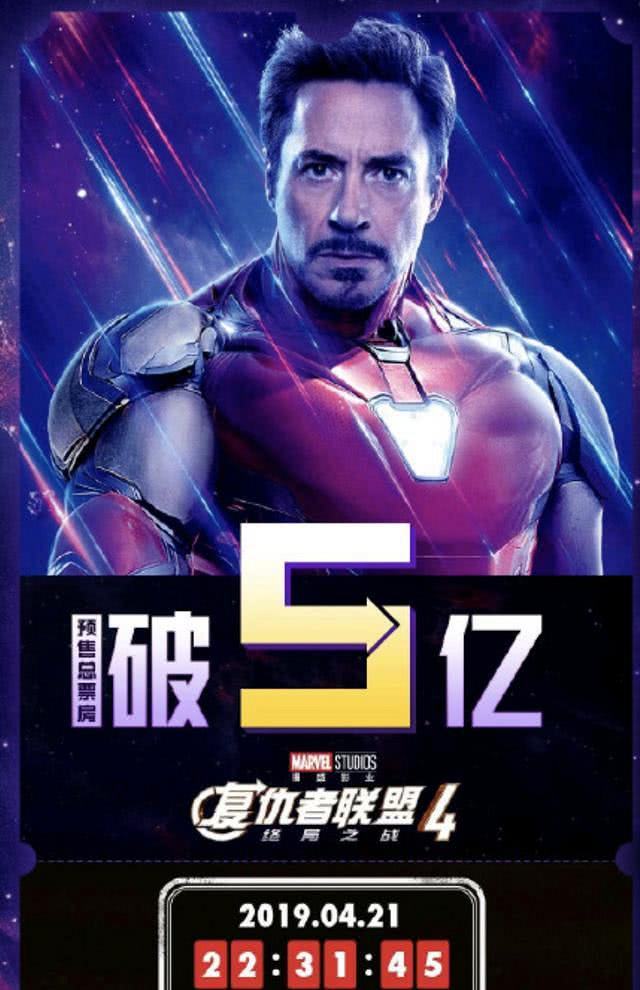 复联4预售票房破5亿,周三凌晨三点将会有180