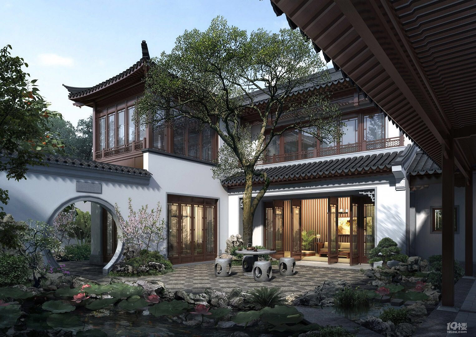 绿城集团 由286套中式江南合院 31栋高层洋房和8000方小镇组建