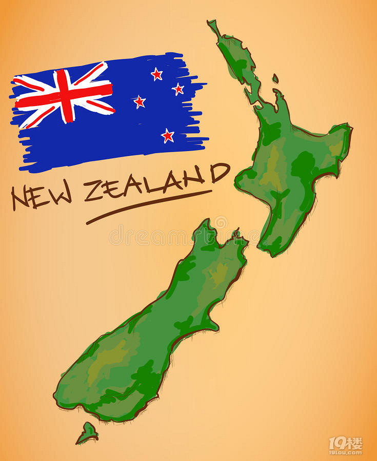 新西兰地图简笔画图片