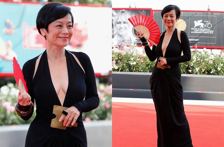 66岁张艾嘉优雅老去,深v长裙身材超有料,征战威尼斯信心爆棚