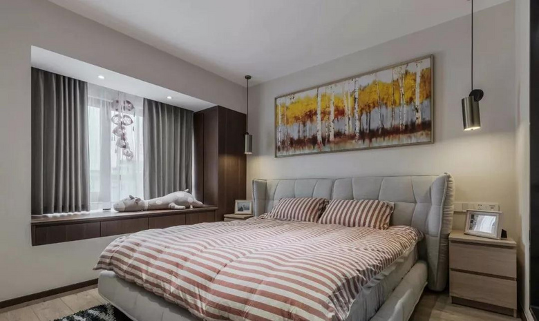 【作品赏析】——93平现代二居室,主卧包含衣帽间,十分宽敞