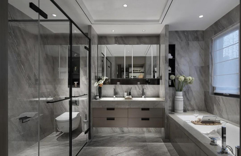 【作品赏析】——199㎡现代复式,氛围优雅华丽,稳重低奢的气质