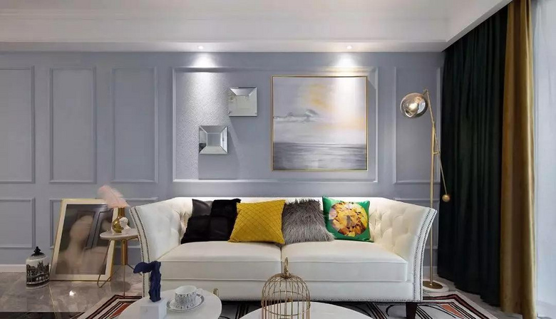 【作品赏析】——现代美式三居室,石膏线装饰的背景墙简洁又大气