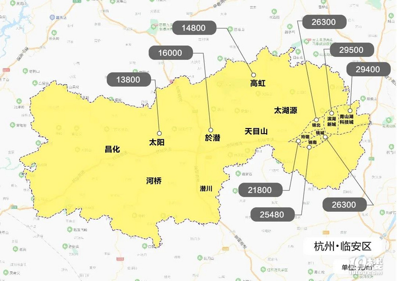 2021年杭州市行政区划调整后各区板块最新限价地图7月