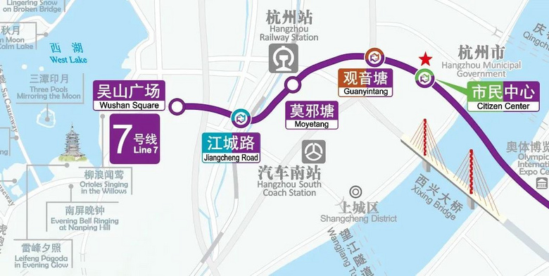 杭州7号线地铁站线路图片
