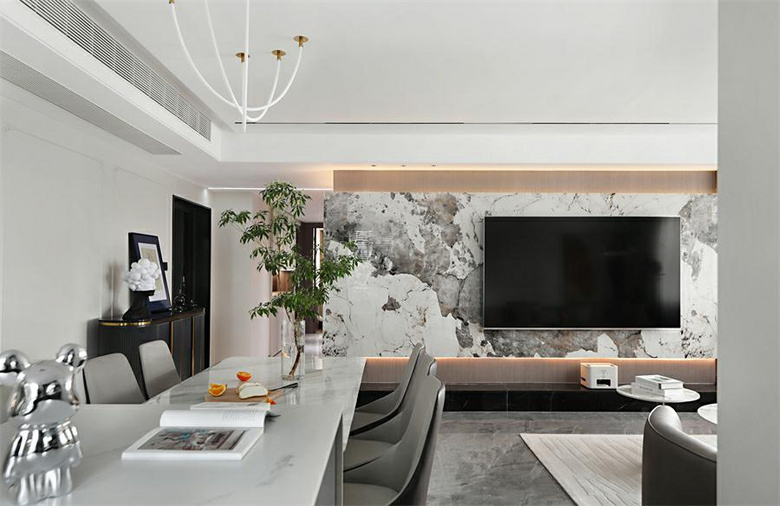 136㎡轻法式丨色彩之间的碰撞,极简与法式相融