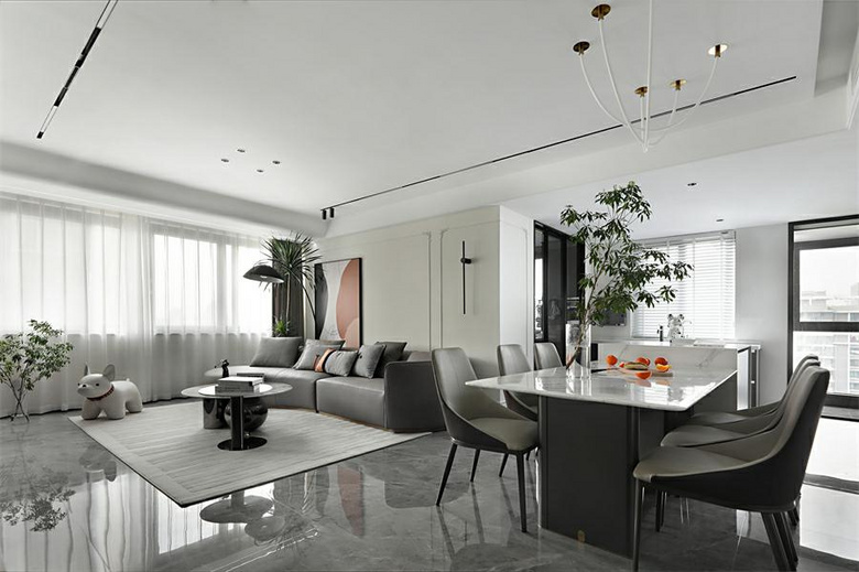 136㎡轻法式丨色彩之间的碰撞,极简与法式相融