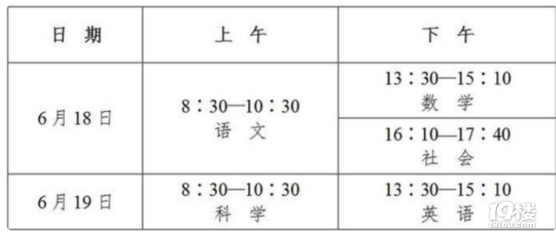 杭州中考时间2022年
