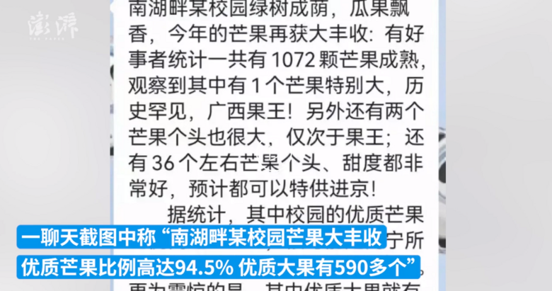 芒果重量暗喻高考分数?南宁教育局回应
