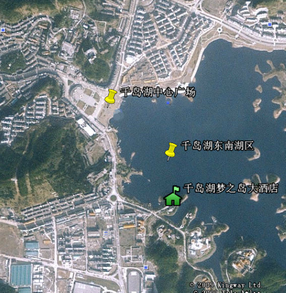 千岛湖梦之岛的卫星地图