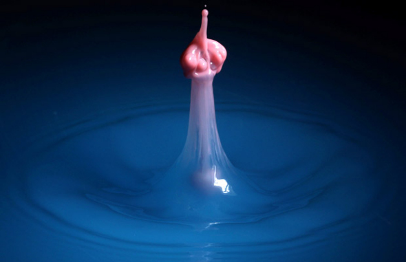 水花溅起瞬间神奇照片牛奶落水宛若人形