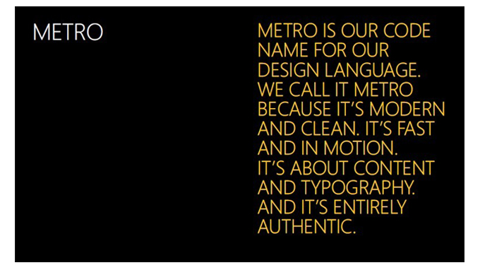 “Metro”，移动设备视觉语言的新新人类