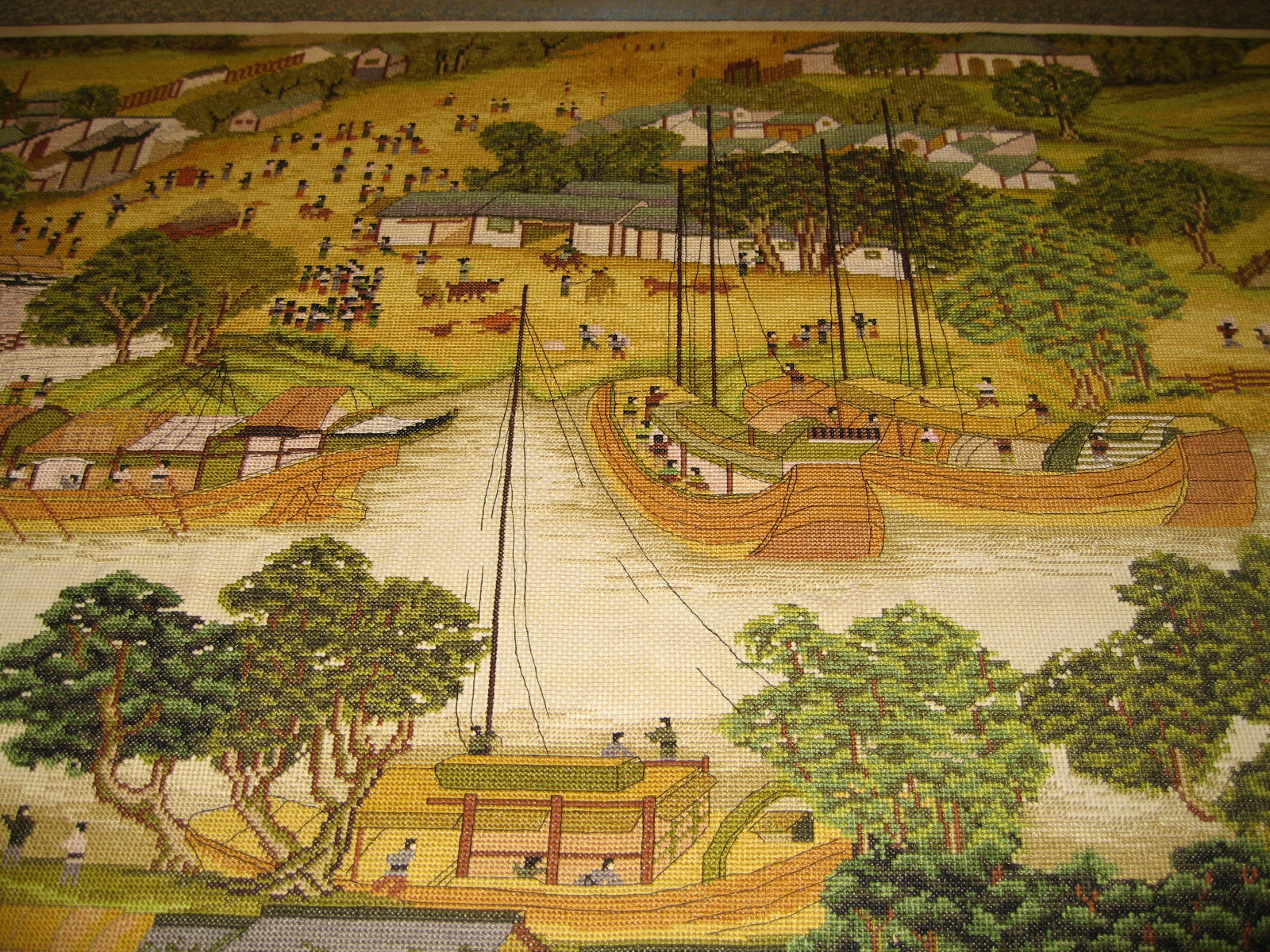 22米清明上河图十字绣成品(一人独绣)