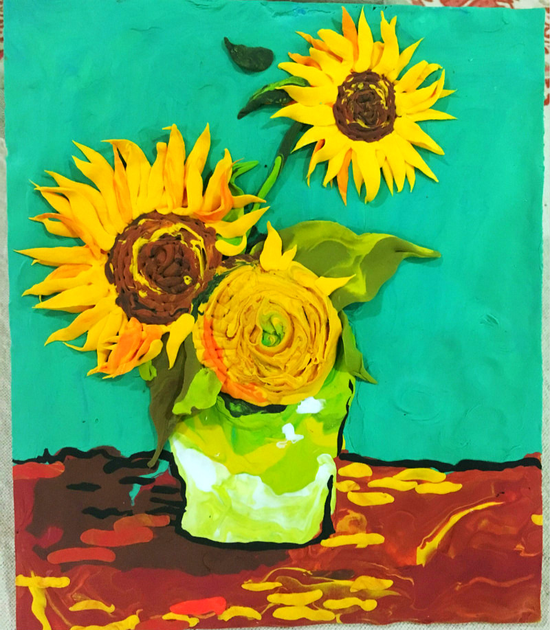 粘土立体展现梵高绘画作品只需4.9元1幅 外加软萌的多肉项链