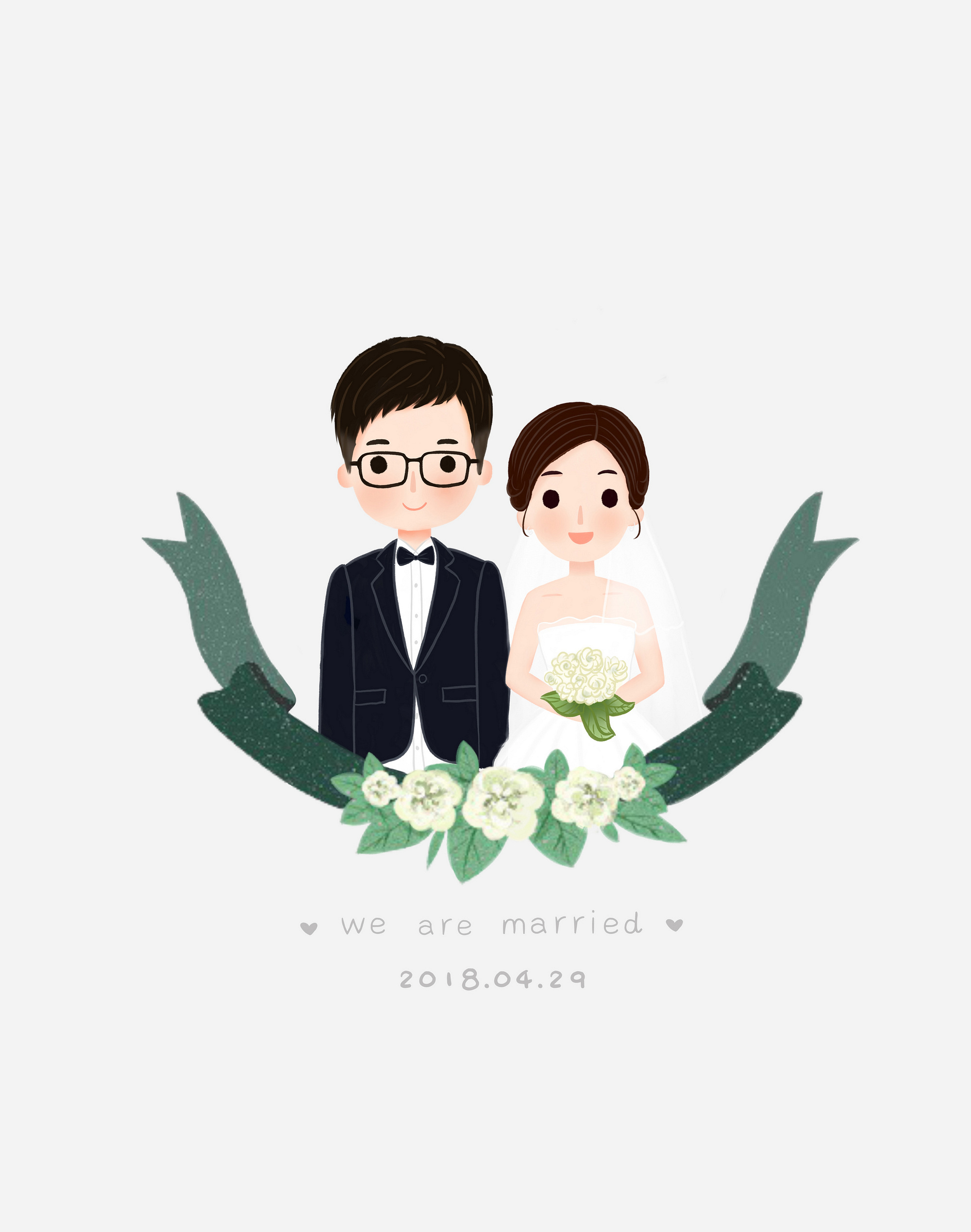 19楼达人量身绘制小清新婚礼插画