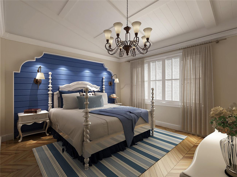 地中海风格卧室装修效果图 海天之间的卧眠