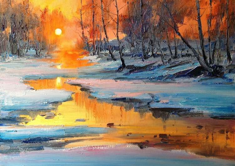 画几张日出油画,挂在餐厅还是卧室好?