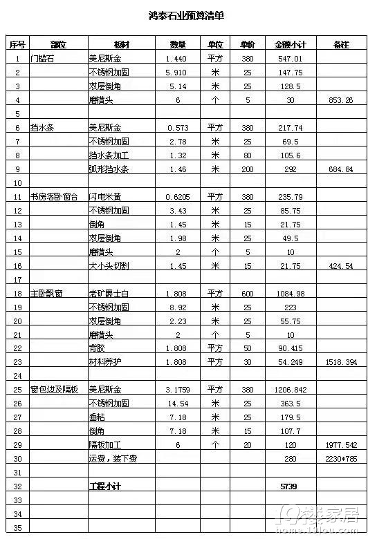 瓷砖大理石的加工费怎么算