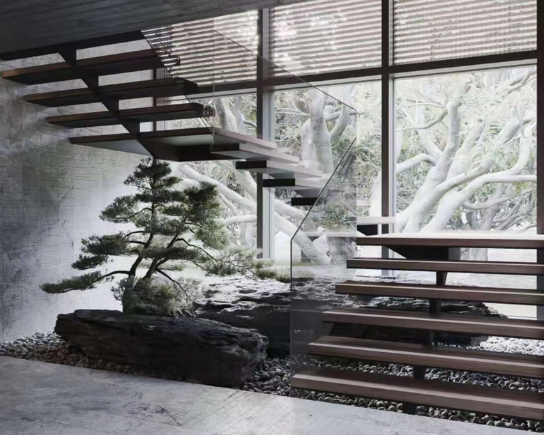 深遂的东方拥抱大自然采用借景的设计