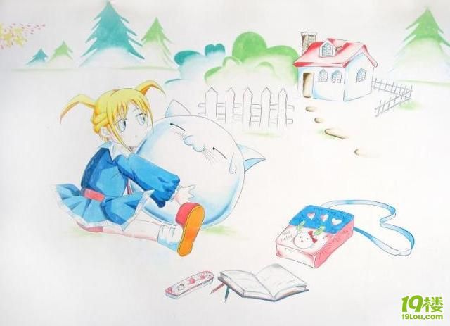 DIY手绘出墙上可爱的童话插画(图解DIY全过程)